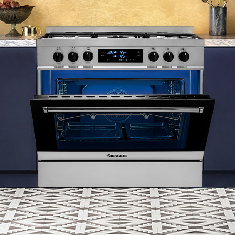 اجاق گاز 5 شعله فر دار سفید والنتینو دیجیتال SGC5-6111N