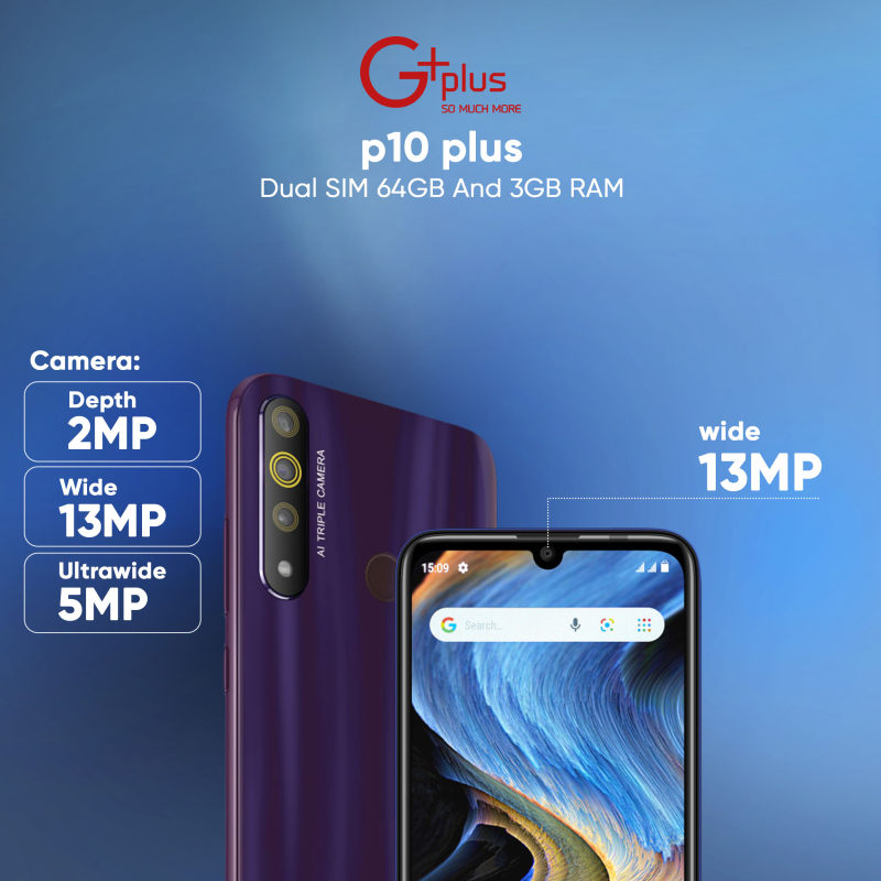 گوشی موبایل جی پلاس مدل P10 Plus دو سیم کارت ظرفیت 64 گیگابایت و رم 3 گیگابایت